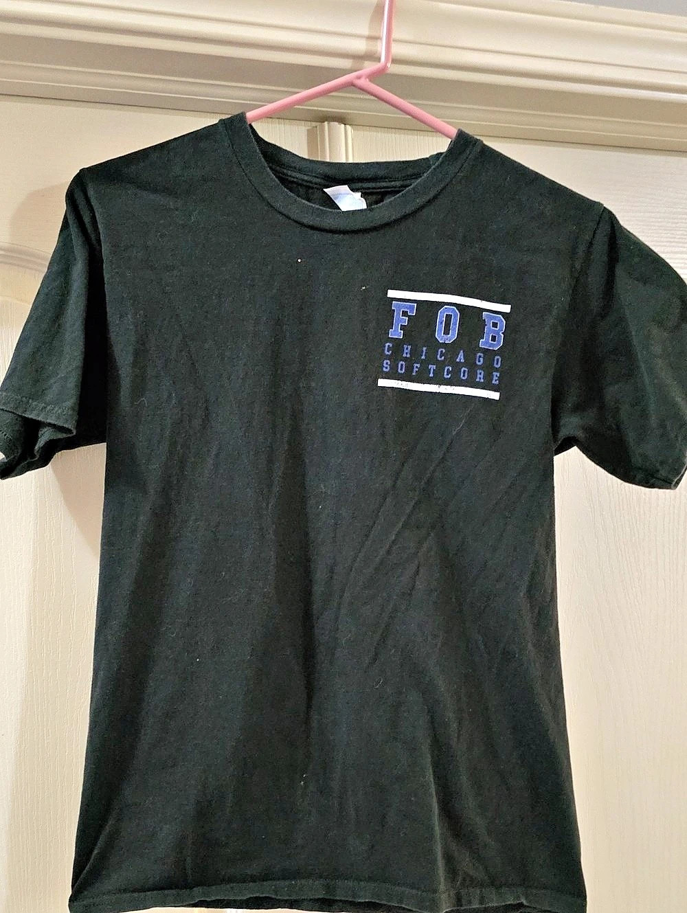 Port & Company Graphic Tee in Black & Blue Waist Small